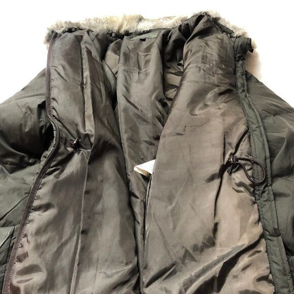 𝅺CUTTER & Buck Dark Brown Down Filled Winter Jacket Rabbit Fur Collar Large - Picture 6 of 11